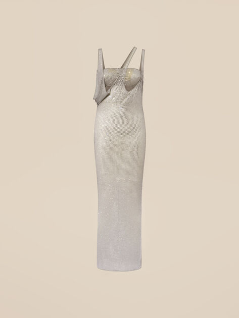 THE ATTICO Pearl grey midi dress Pearl grey 246WCM150J042T697