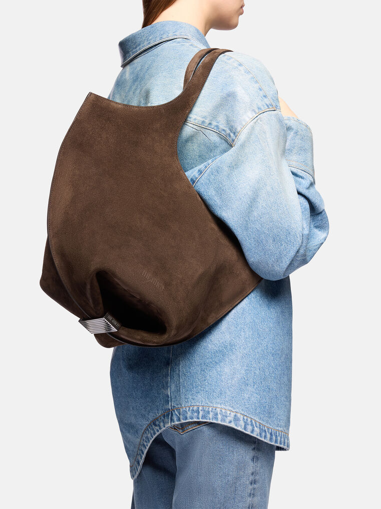 Attico Shoulder Bag ''la Scoop'' Dark Brown In Brown