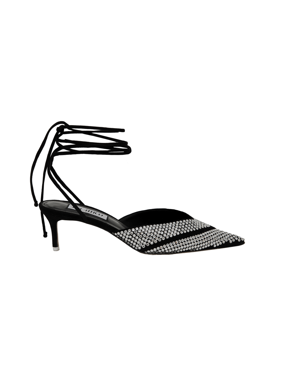 The Attico Kitten Heel Ankle Strap With Strass BLACK/SILVER 201WSX31TL08065