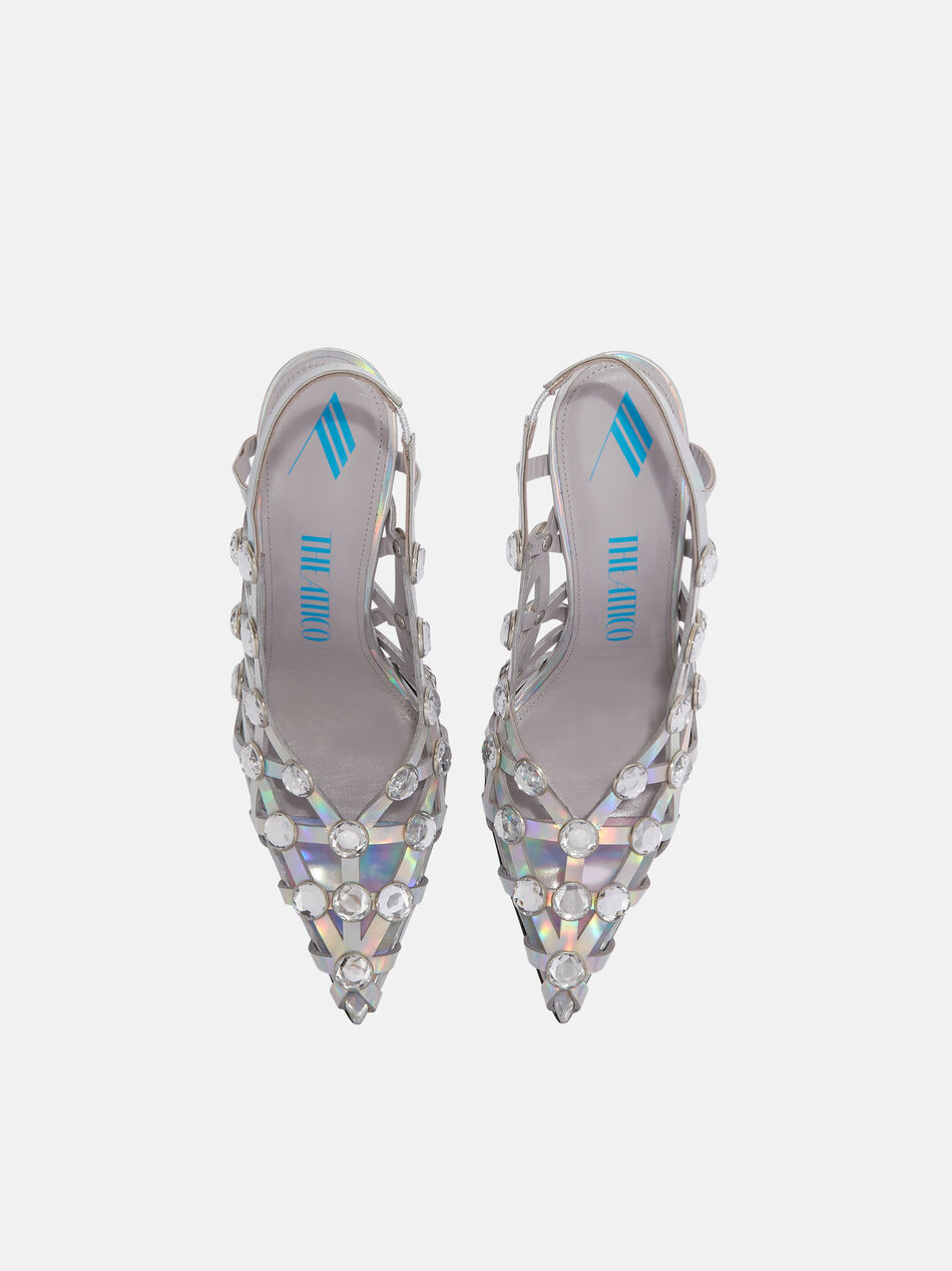 THE ATTICO ''Grid'' holographic silver slingback HOLOGRAPHIC SILVER 236WS743L062R465
