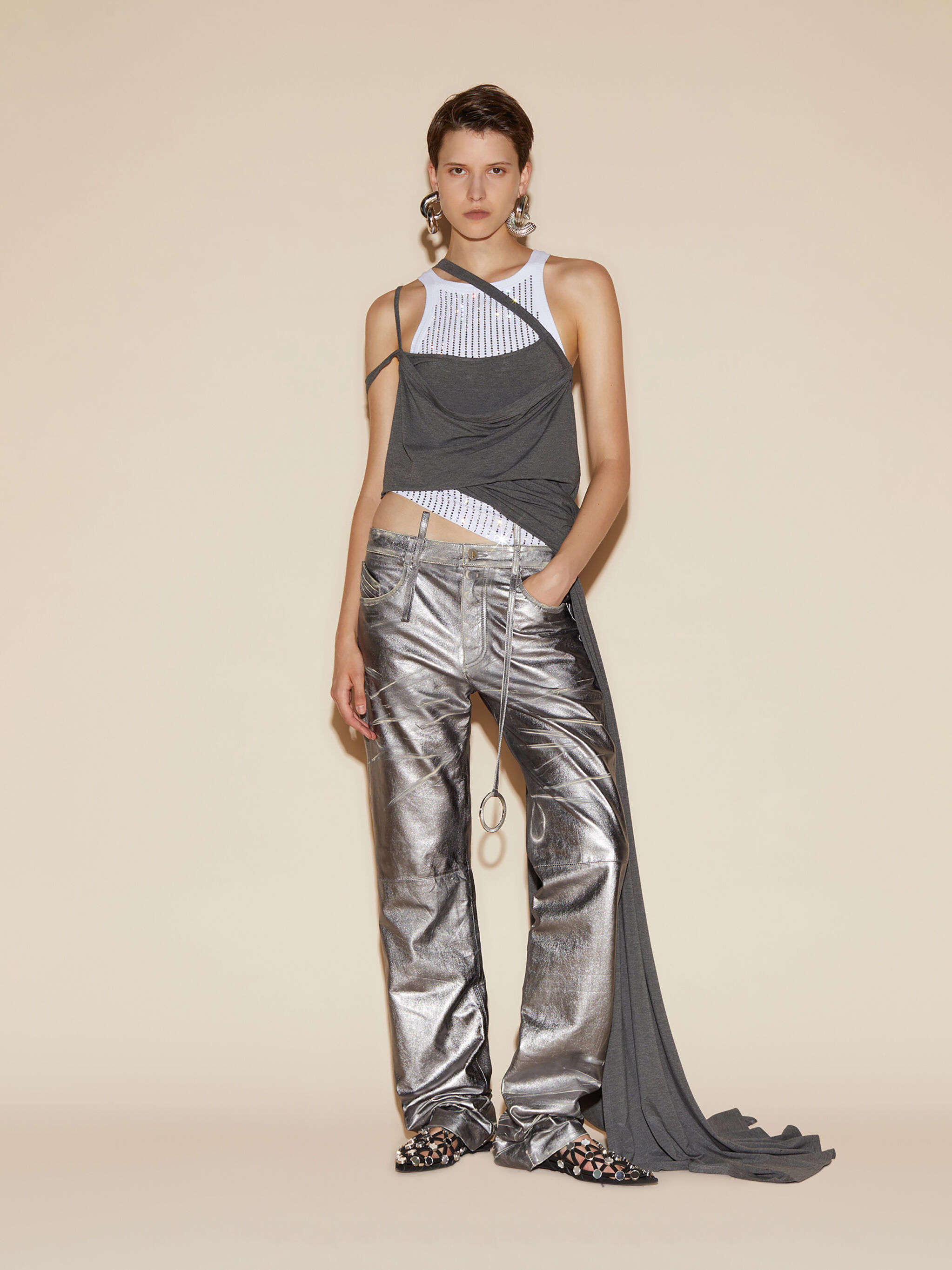 Greta Silver Sequin Top & Pants Set