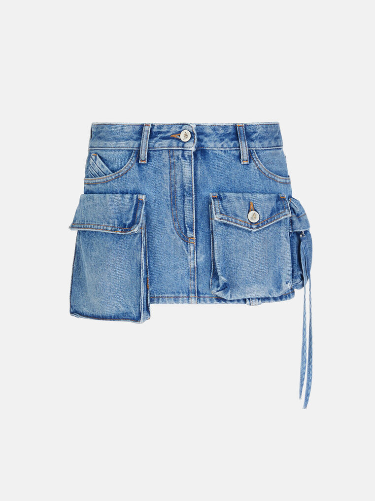 ATTICO ''FAY'' WASHED BLUE MINI SKIRT