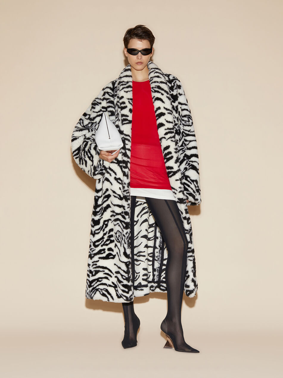 THE ATTICO White and black long fur coat WHITE/BLACK 246WCC67FUR6020