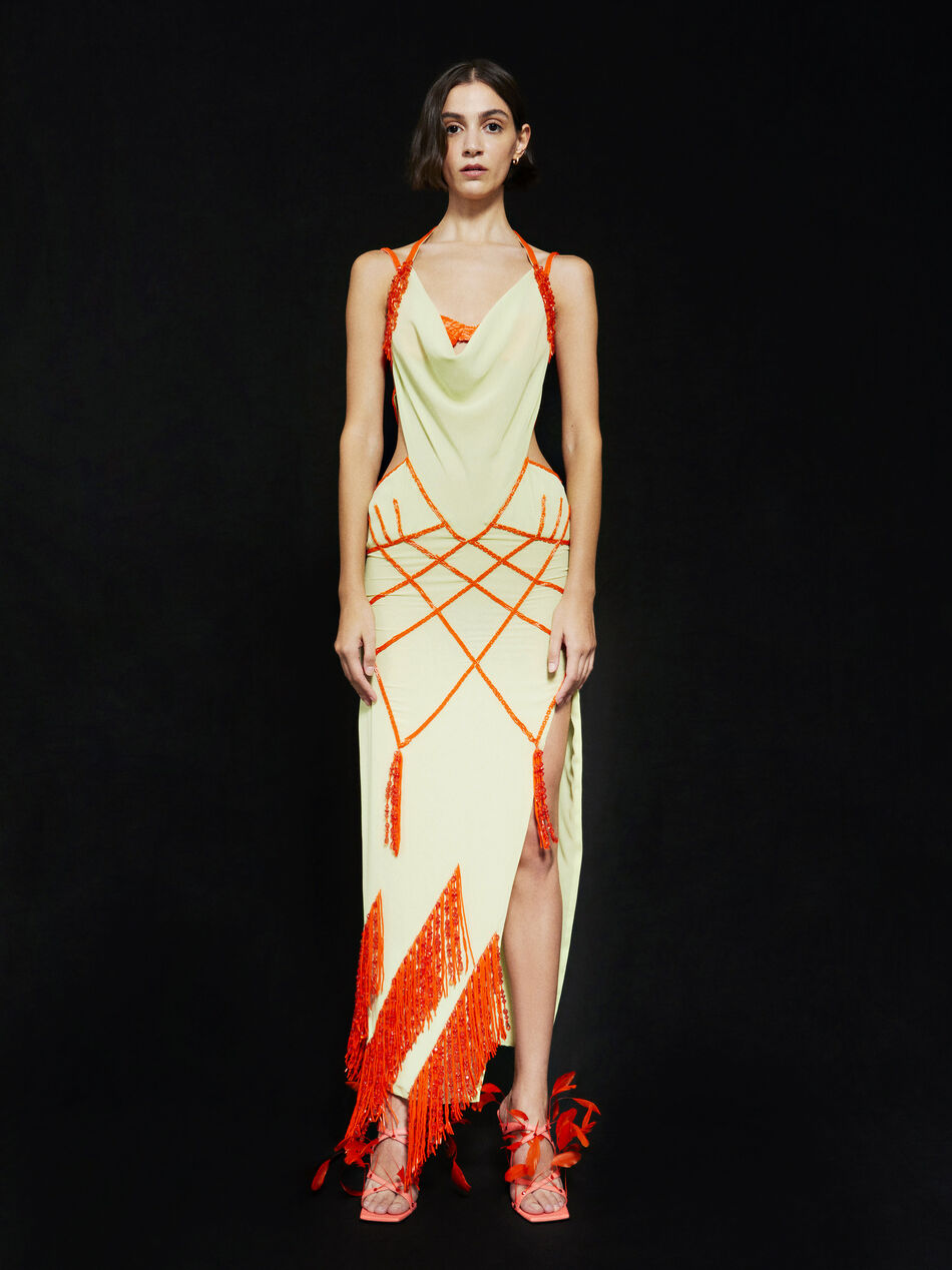 THE ATTICO ''Tulip'' green and orange long dress Green/Orange 226WCW49H122357