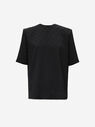 The Attico "Bella" monogram black t-shirt with shoulder pads  202WCT04V013100