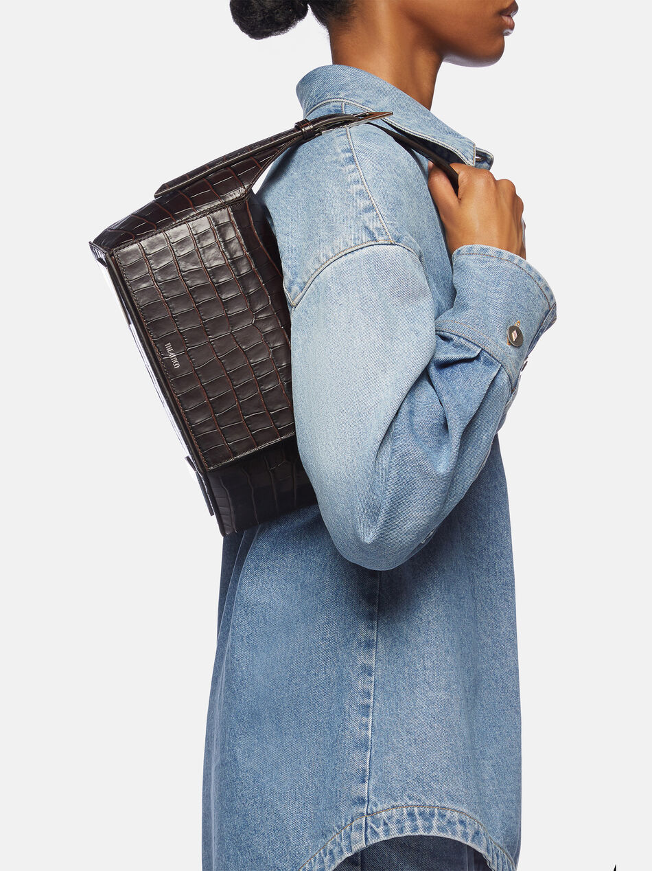 THE ATTICO ''7/7'' coffee shoulder bag  COFFEE 251WAH00037LBT021PR207