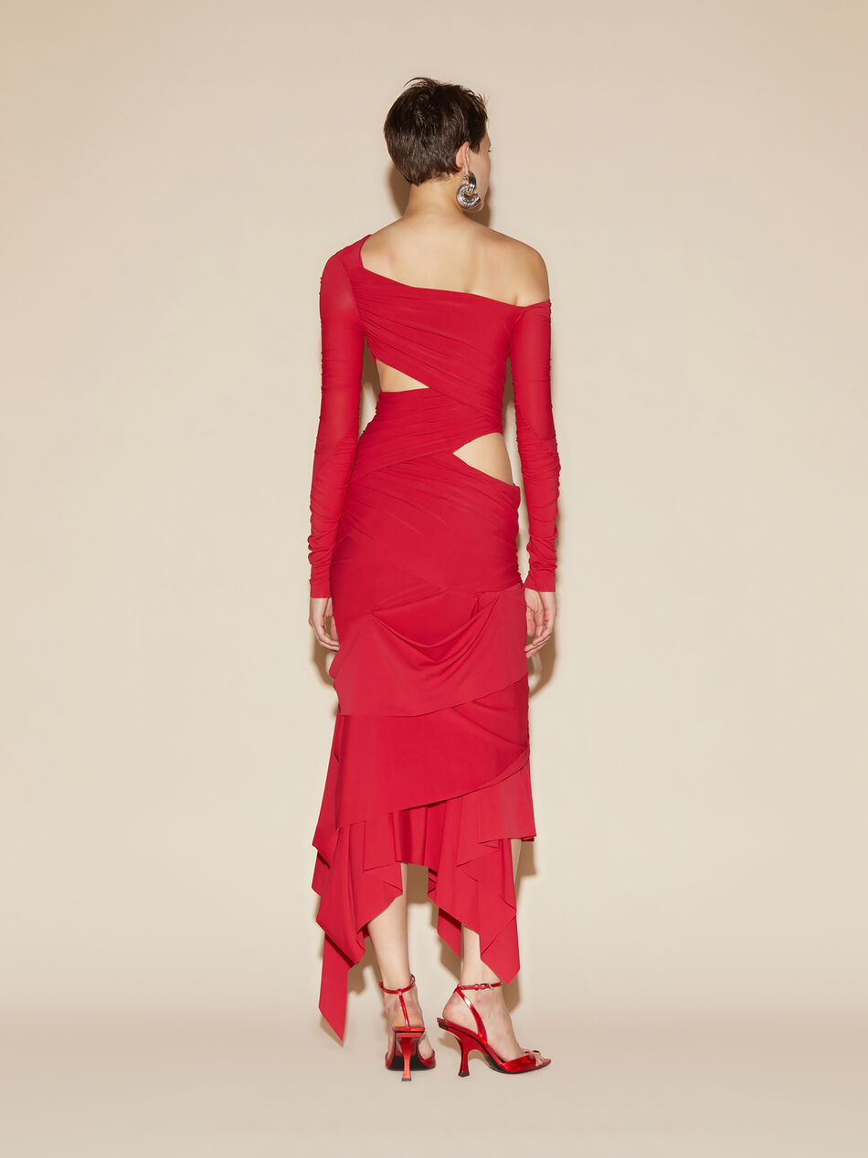 THE ATTICO Vibrant red midi dress Vibrant red 246WCM151A014278