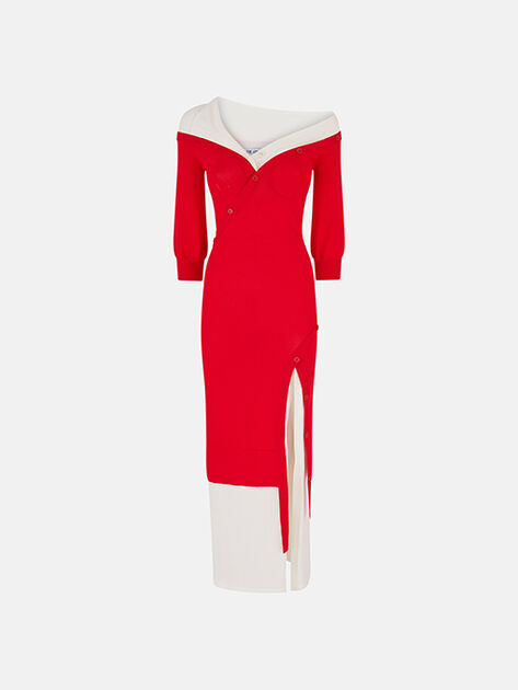 THE ATTICO Red and beige knitted dress Red/milk 260WCW00301KVV095AA649