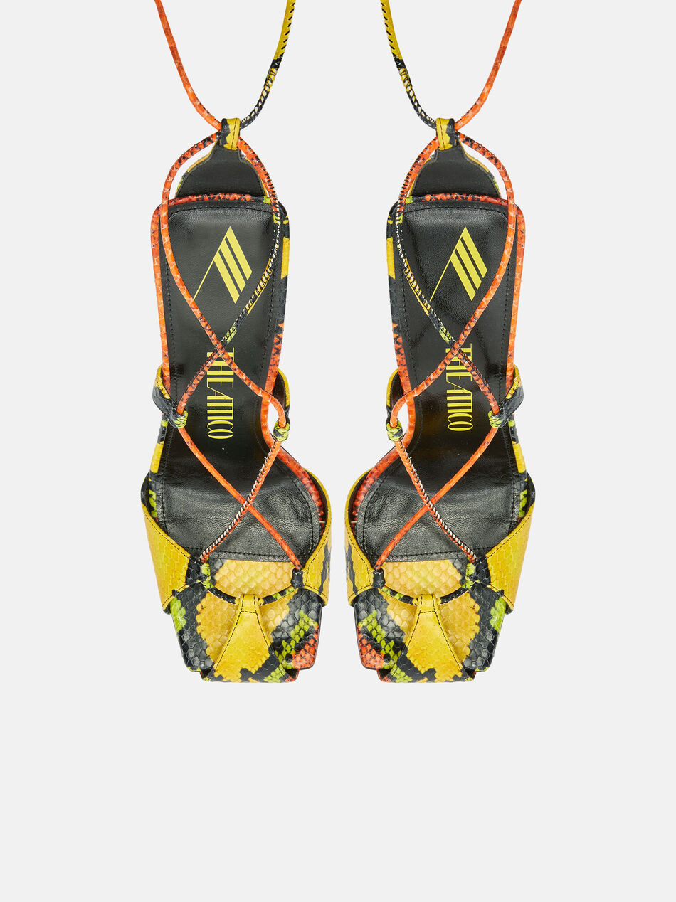 THE ATTICO "Adele" orange ,black, yellow and green lace-up sandal ORANGE/BLACK/YELLOW/GREEN 238WS411EL003547