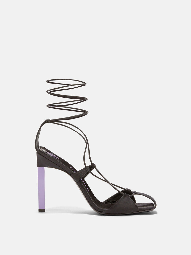 Attico Adele Lace-up Sandal 105 In Black/mauve