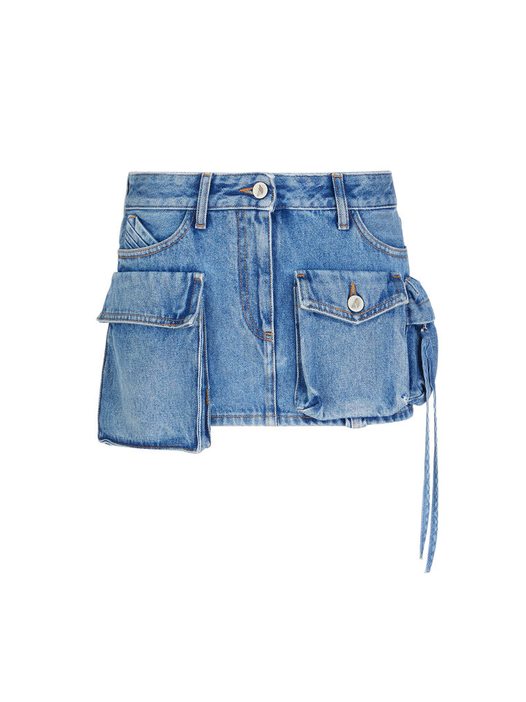 ATTICO ''FAY'' WASHED BLUE MINI SKIRT