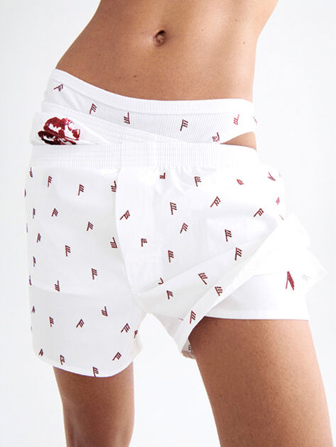 THE ATTICO Boxer white and burgundy strass White/Burgundy SPEWAB000001C100L821