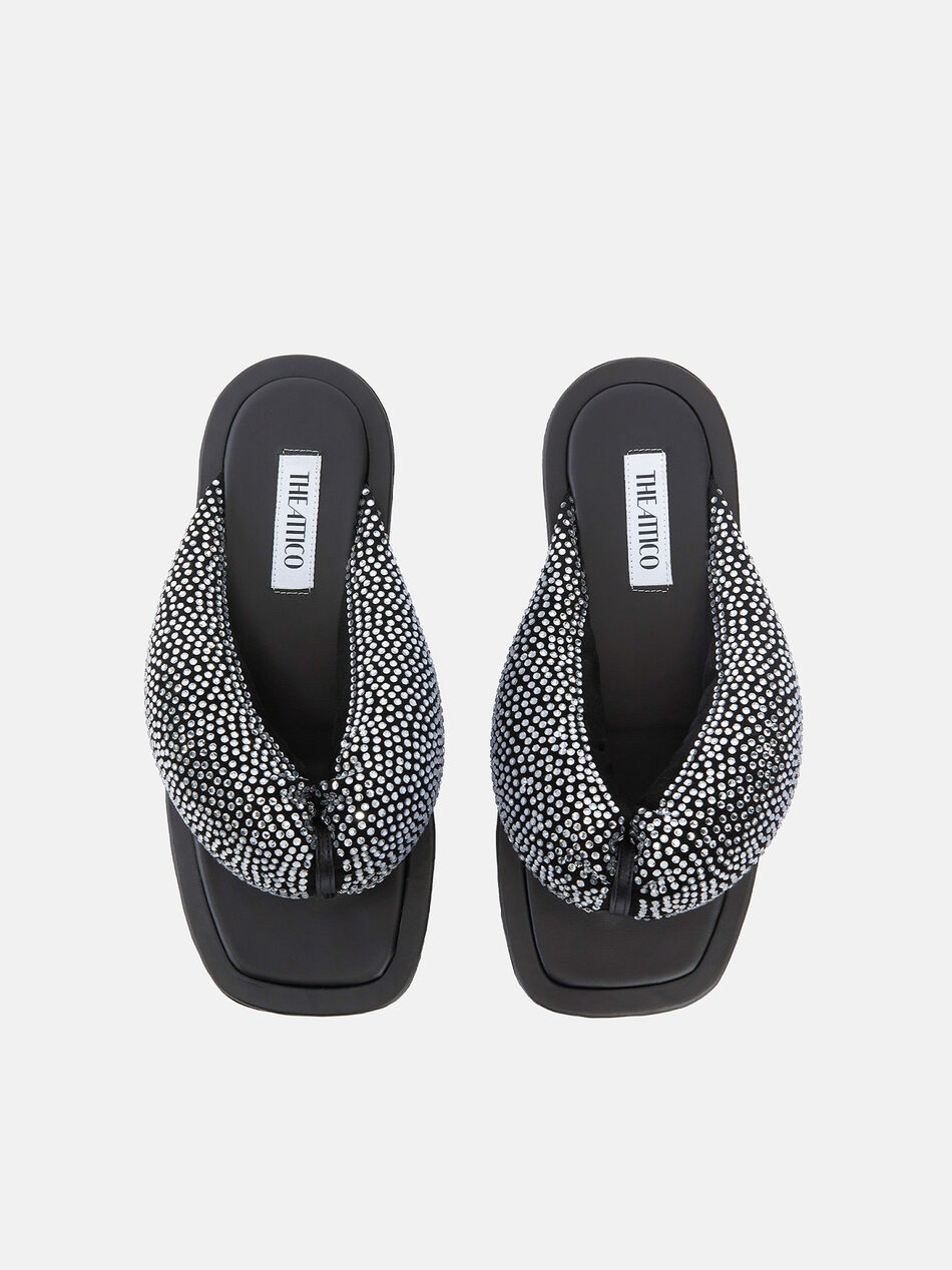 THE ATTICO ''Indie Max'' black and crystal flat thong BLACK/CRYSTAL 247WSH00814LBT007TA627