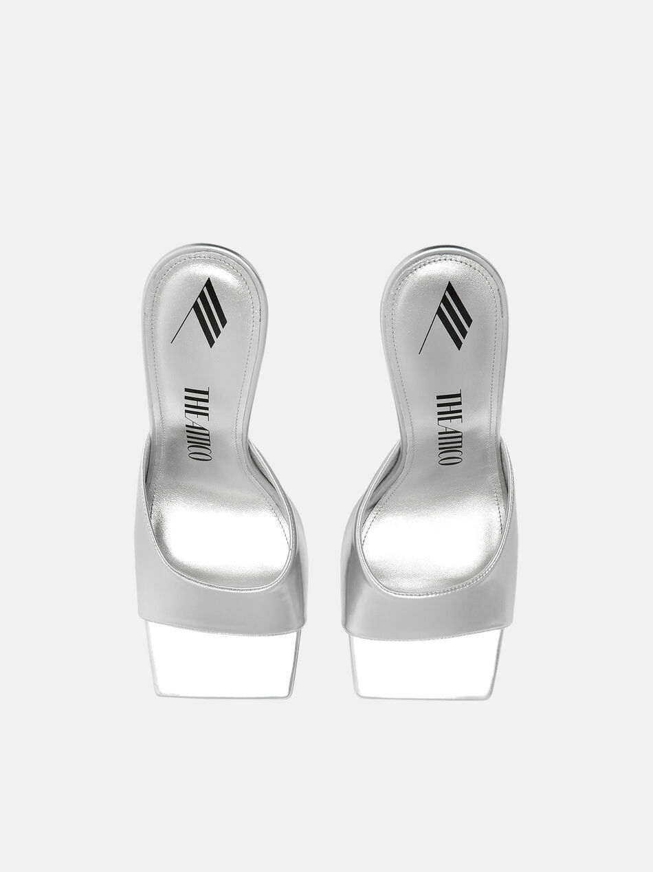 THE ATTICO ''Cheope'' silver and crystal mule Silver/crystal 242WS758E098631