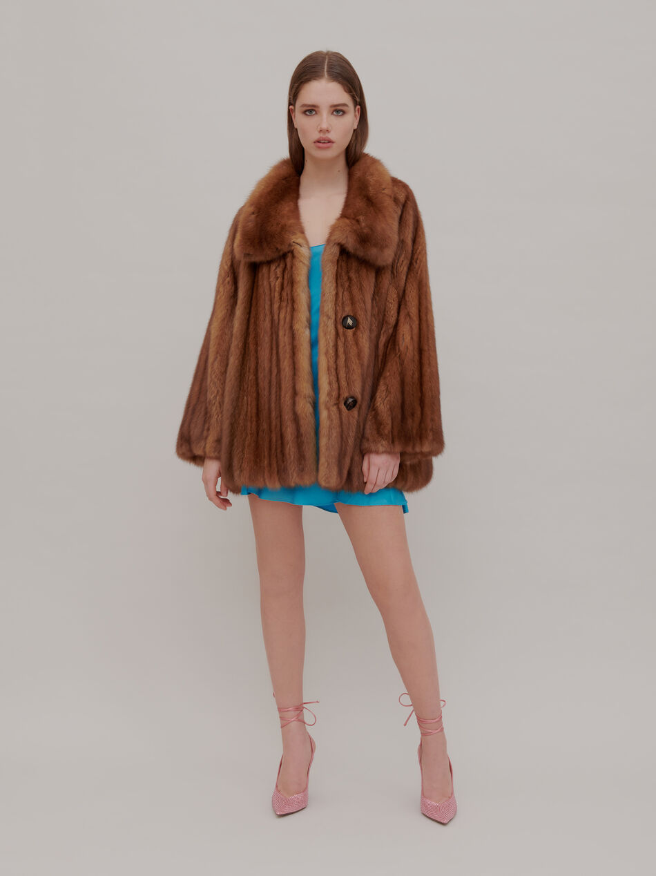 The Attico "Call Me Back" upcycled coat NATURAL 202WCX04F005060