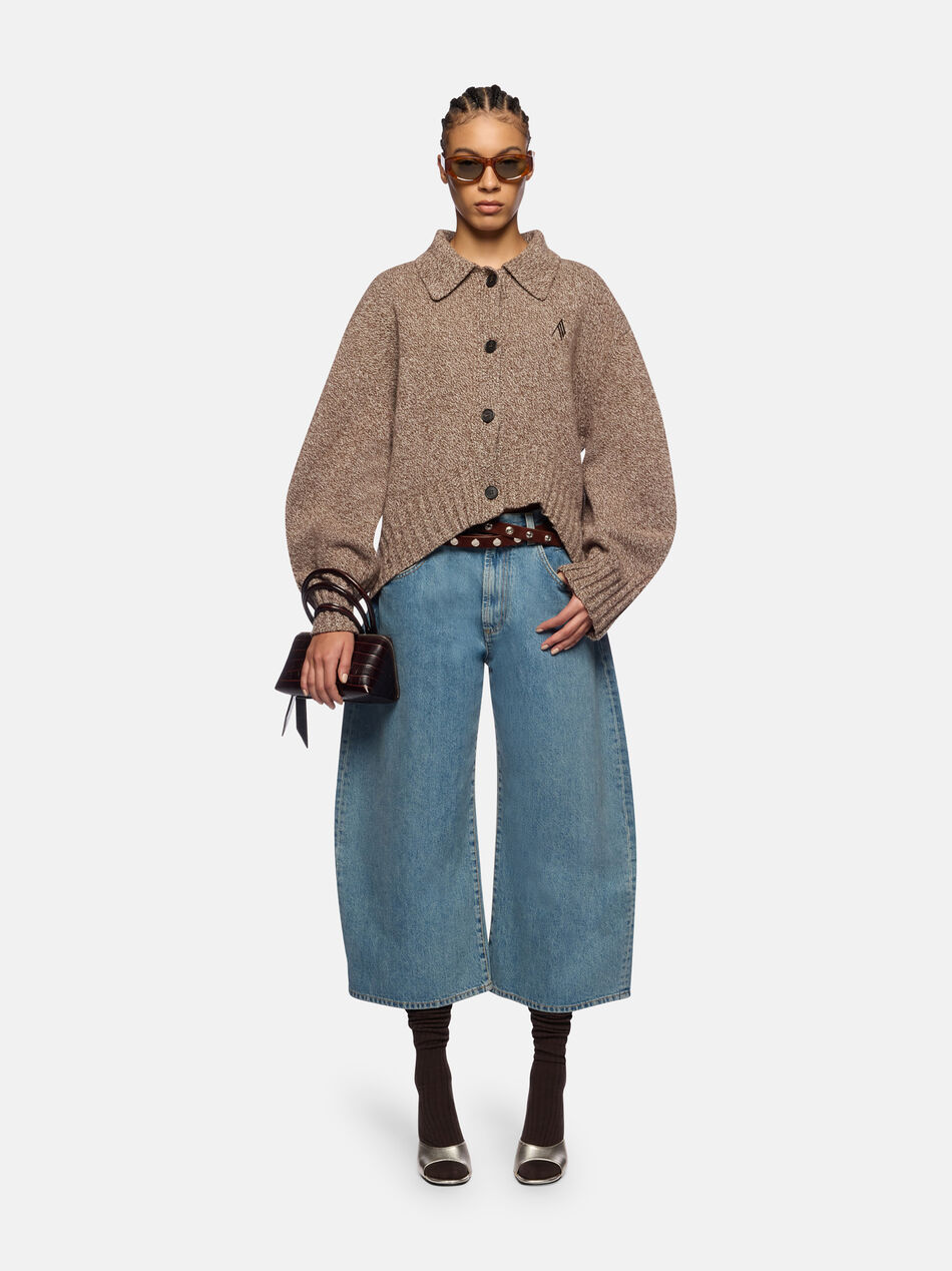 THE ATTICO Dark brown and white cardigan DARK BROWN/WHITE 260WCD00013KWS012AA083