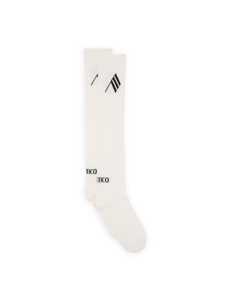 Shop Attico White And Black Long Length Socks In White/black