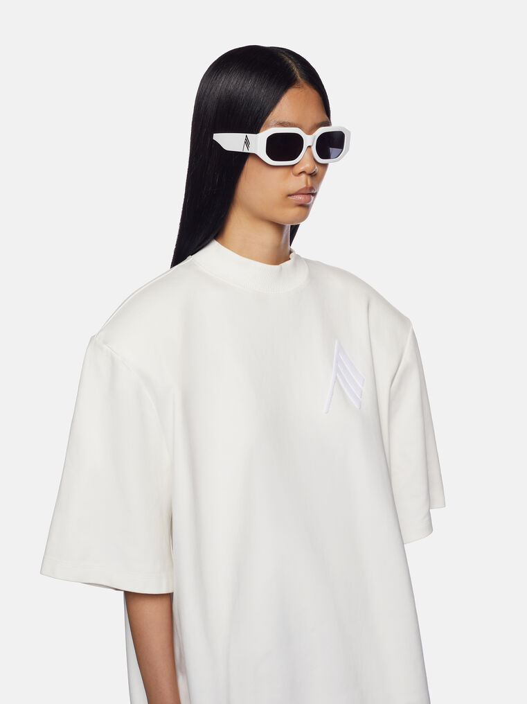 Shop Attico ''blake'' White Sunglasses In White/silver/grey