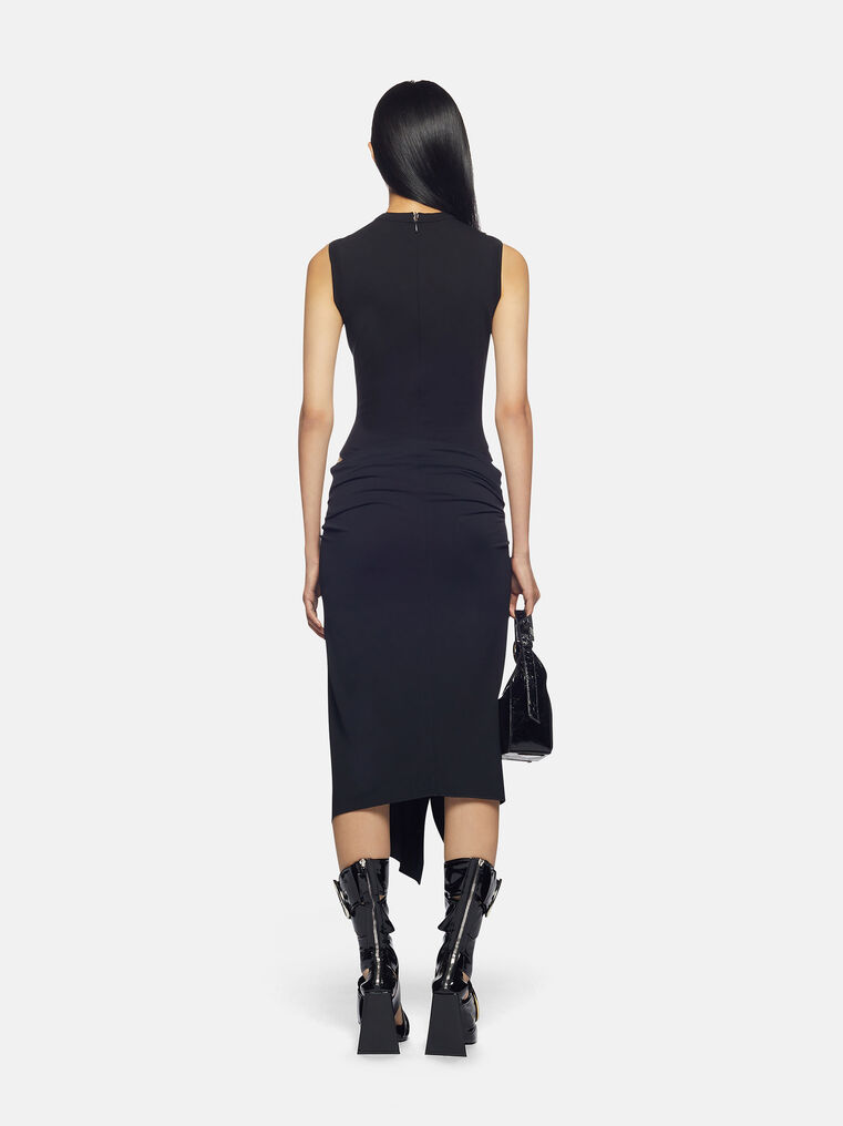 Shop Attico "mirna" Black Midi Dress