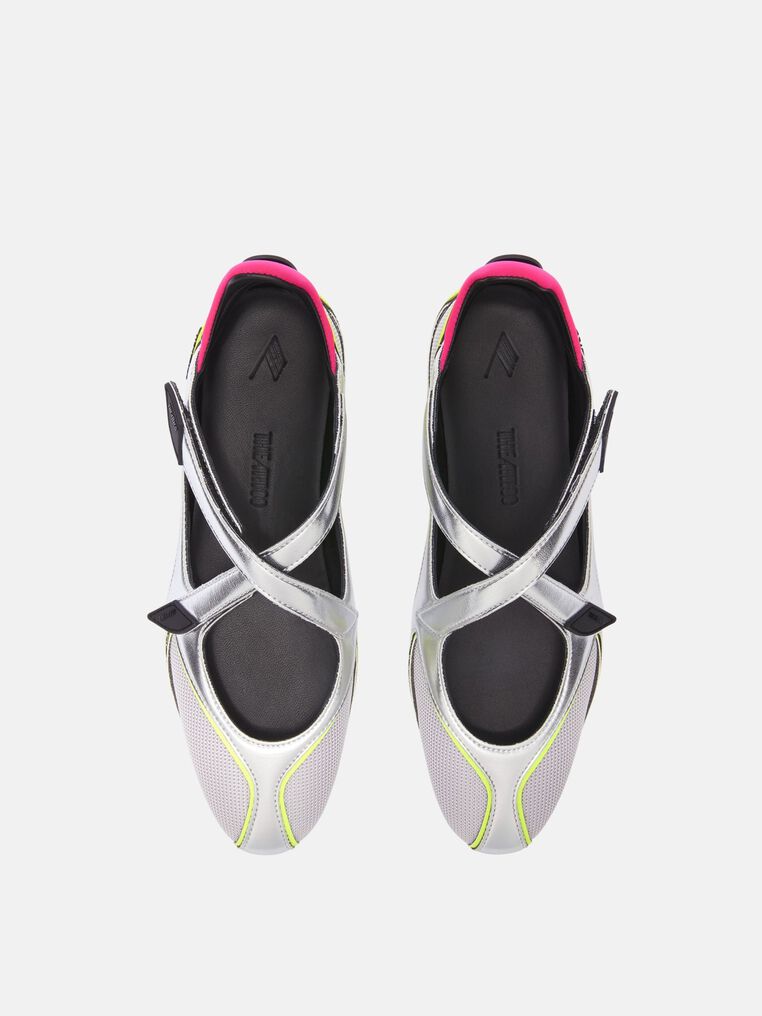 Attico Silver Polyurethane Ballet Flats In Multi