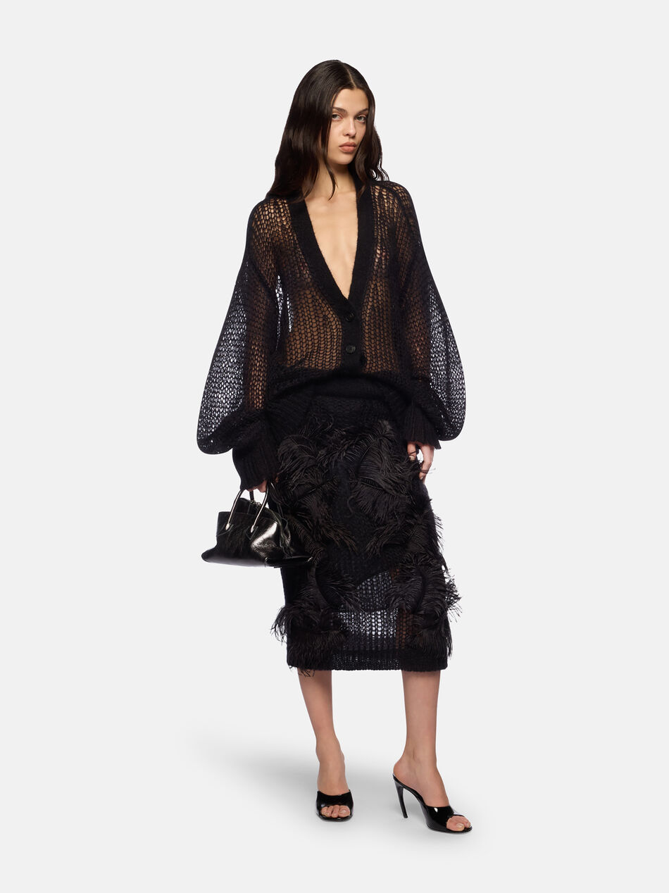 THE ATTICO Black midi skirt Black 260WCS00294KMX002FS100