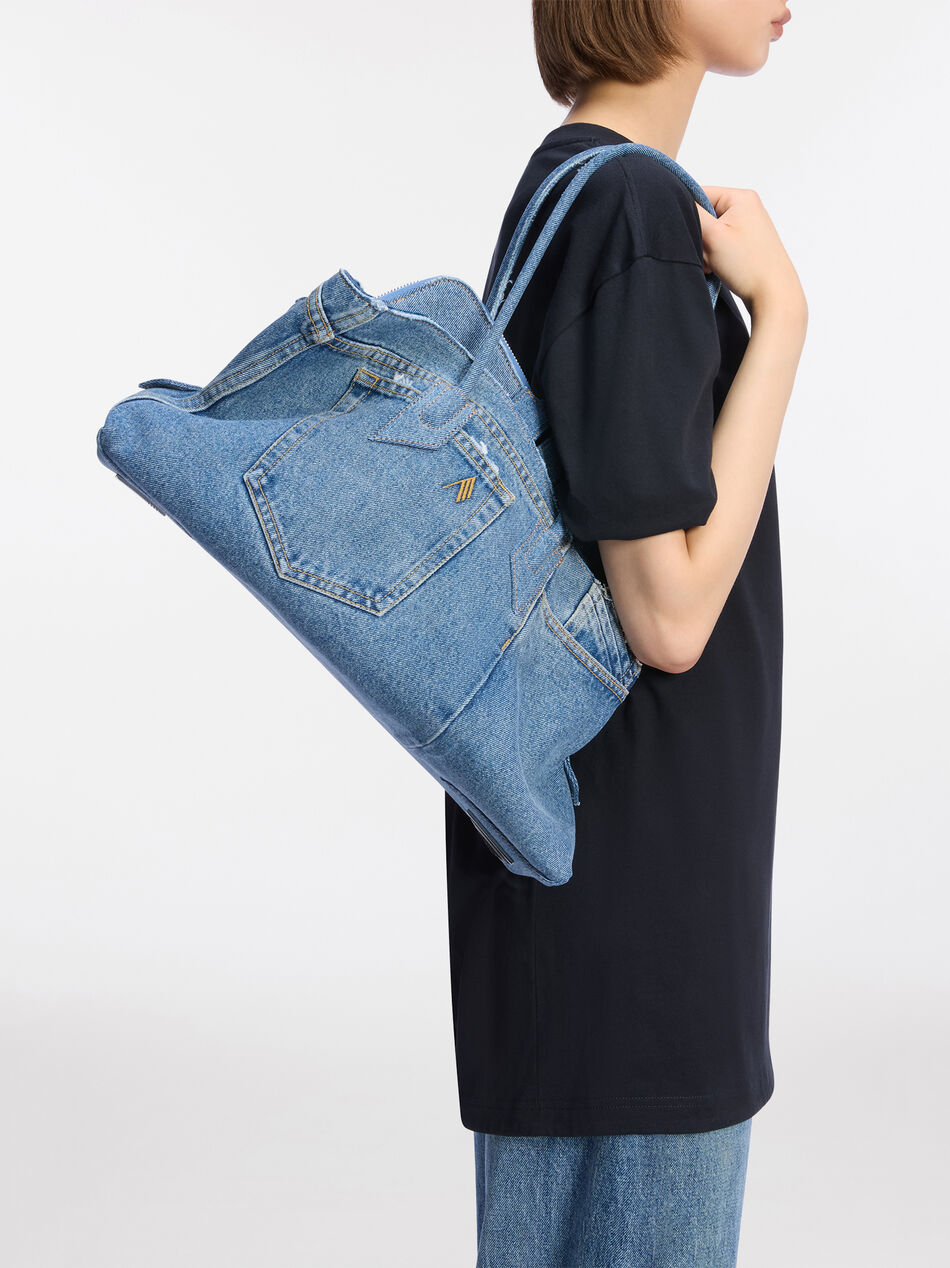THE ATTICO "La Passeggiata Medium'' Light Blue Denim Top Handle LIGHT BLUE DENIM ATTWAH00054DDD049PW176