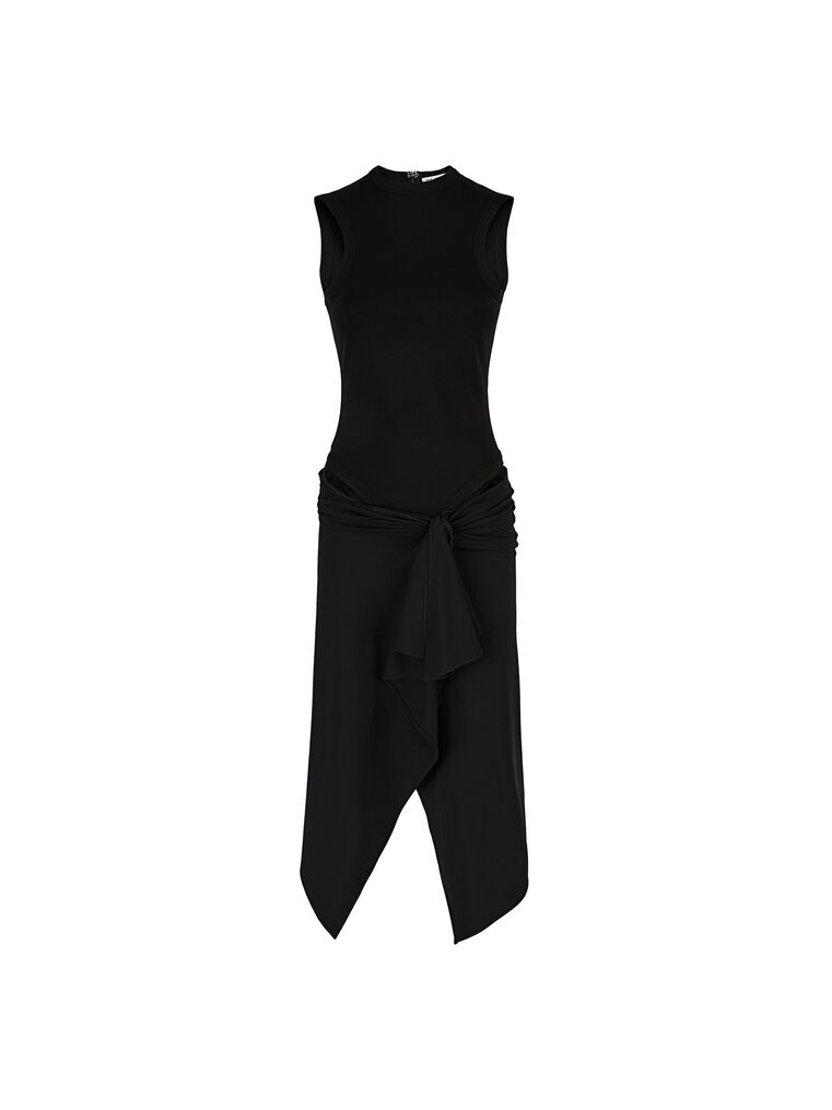 Shop Attico "mirna" Black Midi Dress