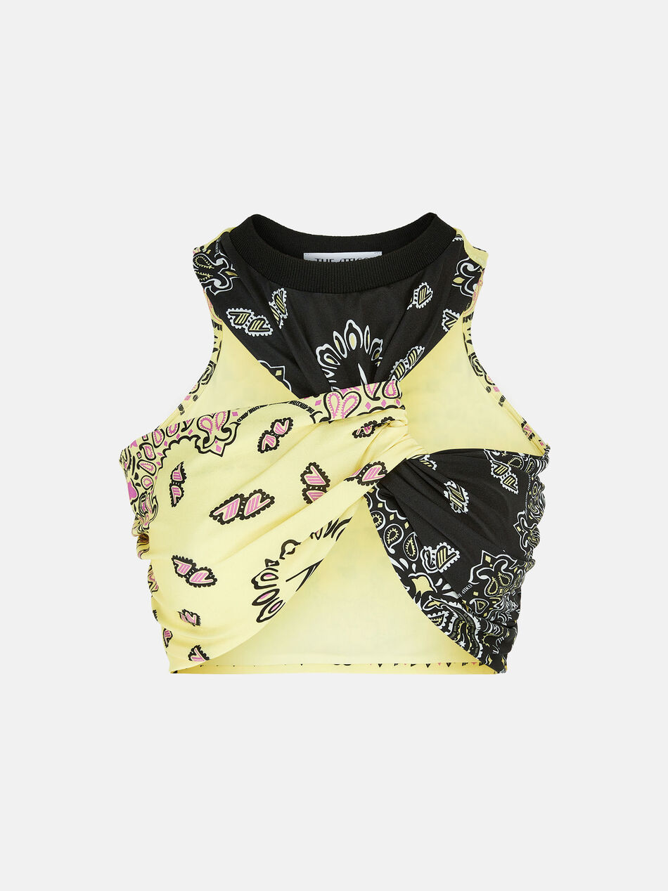 THE ATTICO "Asahi" black and yellow bandana top BLACK/BANANA 238WCT196E084P540