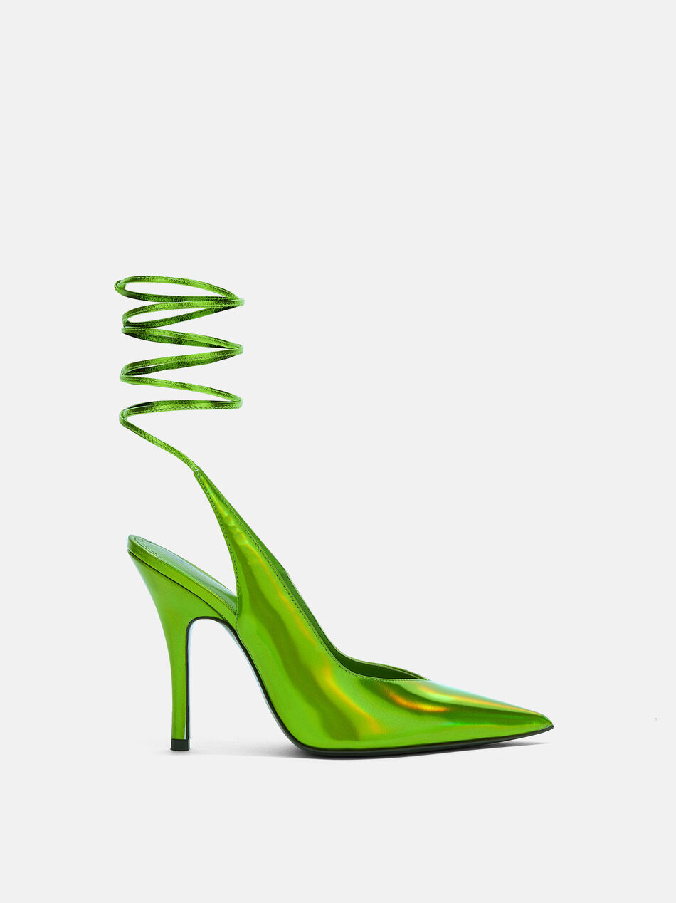 THE ATTICO "Venus" hollographic green slingback LIME 236WS032E086080