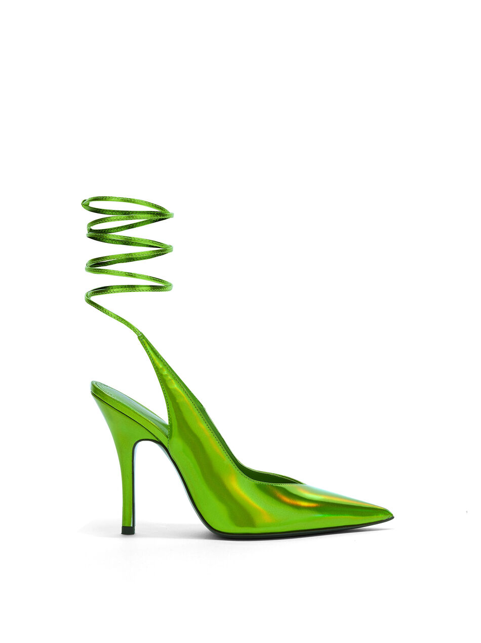 THE ATTICO "Venus" hollographic green slingback LIME 236WS032E086080