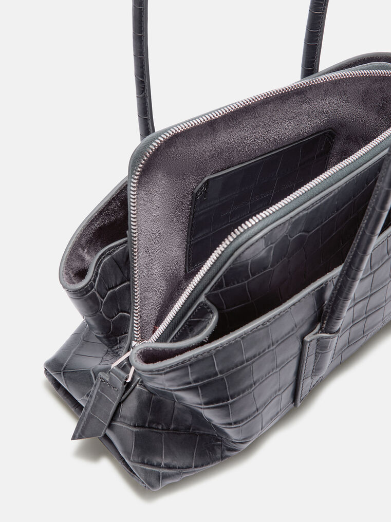 Attico Top Handle ''la Passeggiata Small'' Dark Grey In Blue