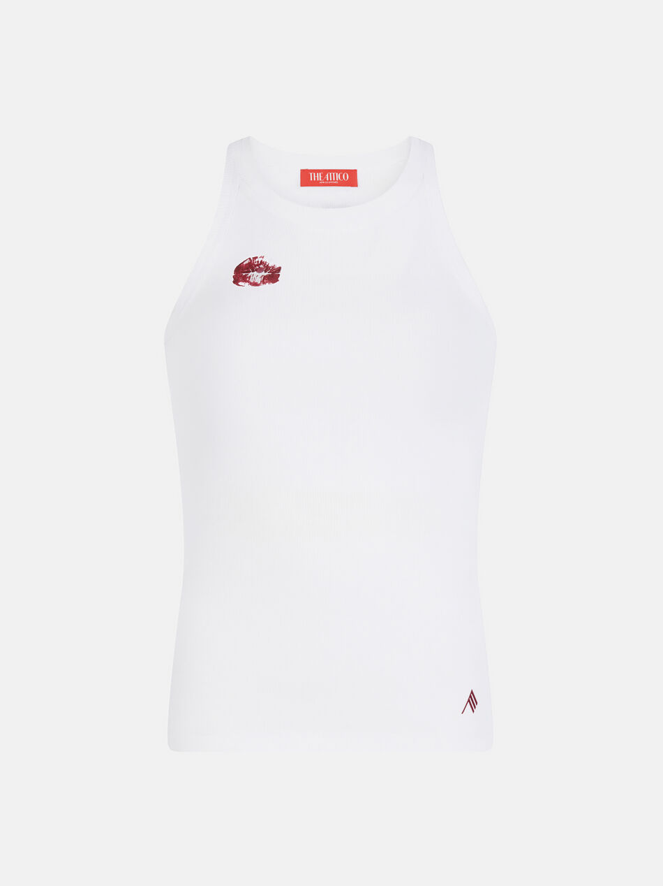 THE ATTICO Tank top white and burgundy White/Burgundy SPEWCT000276J050P821