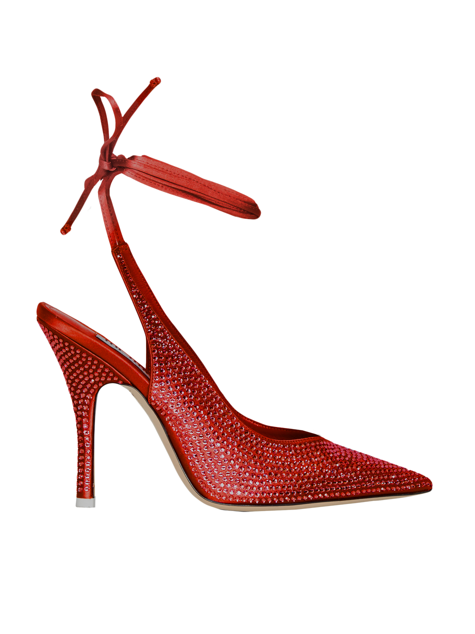 The Attico Call Me Back Venus slingback pumps with upcycled Swarovski crystals RED 202WSX00TV07010