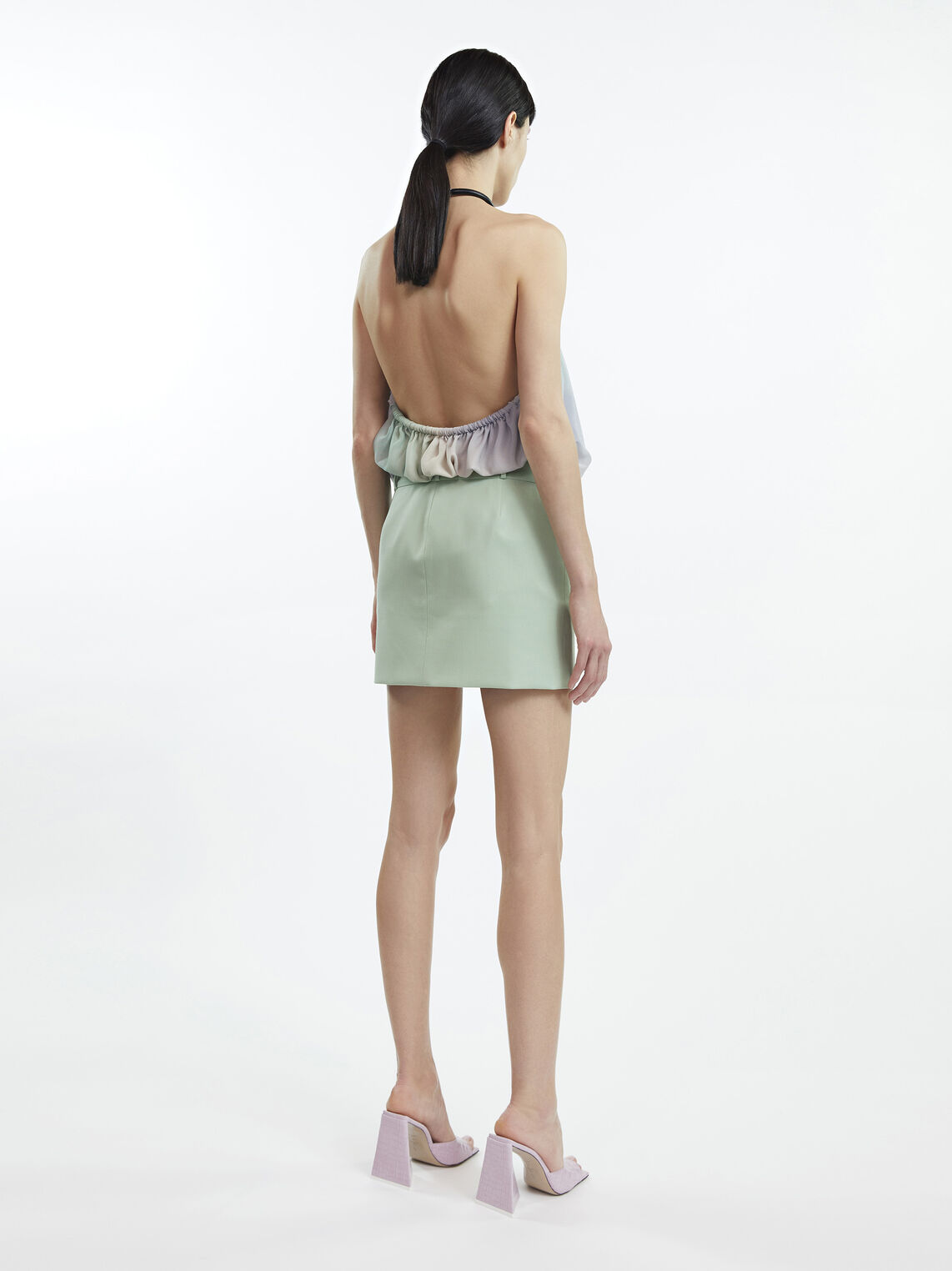 THE ATTICO ''Edie'' sage green mini skirt 3