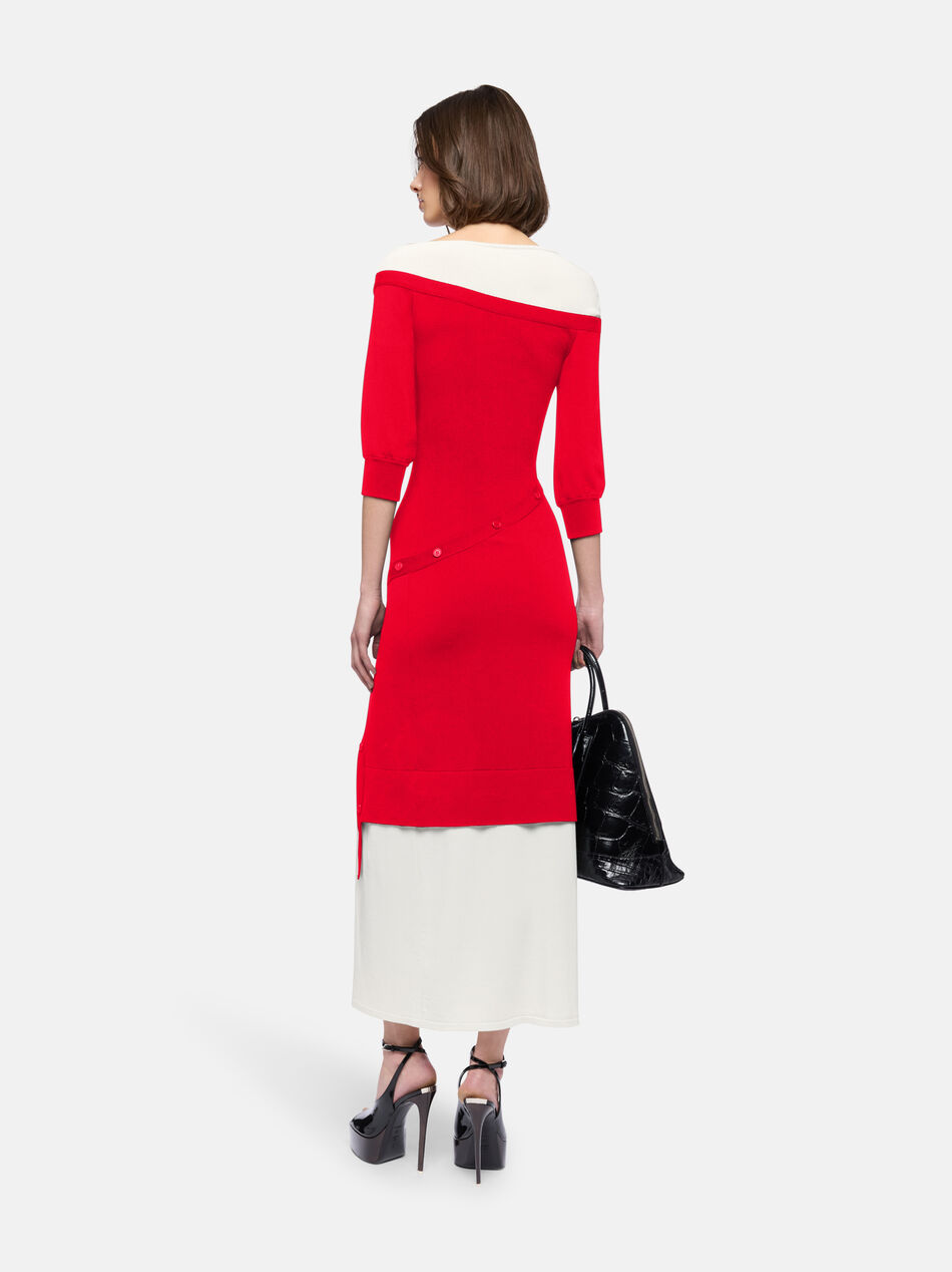 THE ATTICO Red and beige knitted dress Red/milk 260WCW00301KVV095AA649