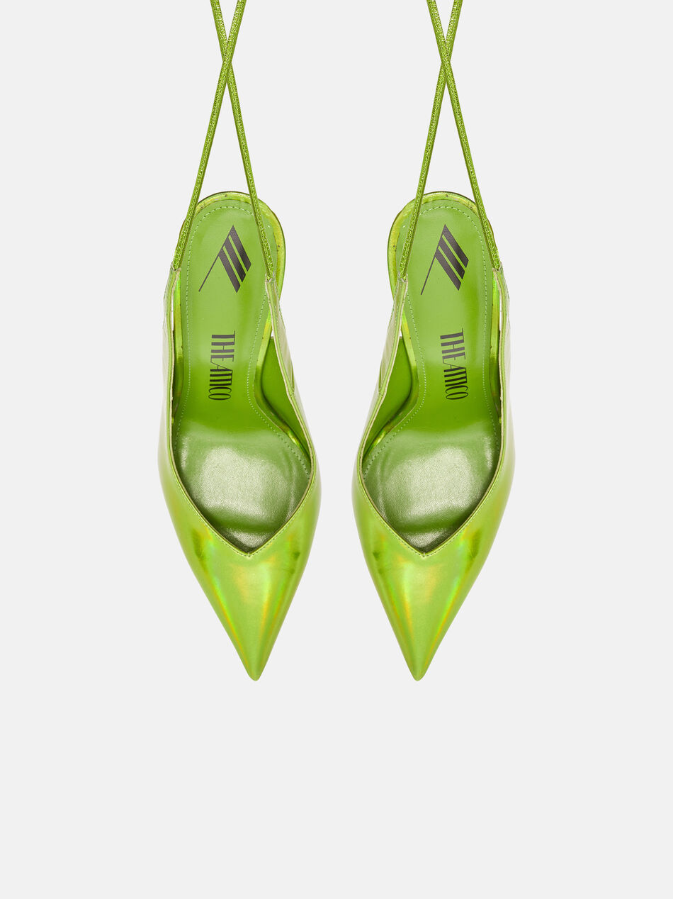 THE ATTICO "Venus" hollographic green slingback LIME 236WS032E086080