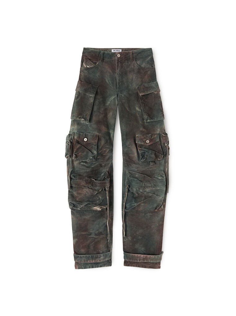 Shop Attico 'fern' Stained Green Camouflage Long Pants In Stainde Green Camouflage