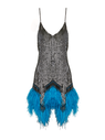 The Attico Embro And Ostrich Feathers Strapless Mini Dress
