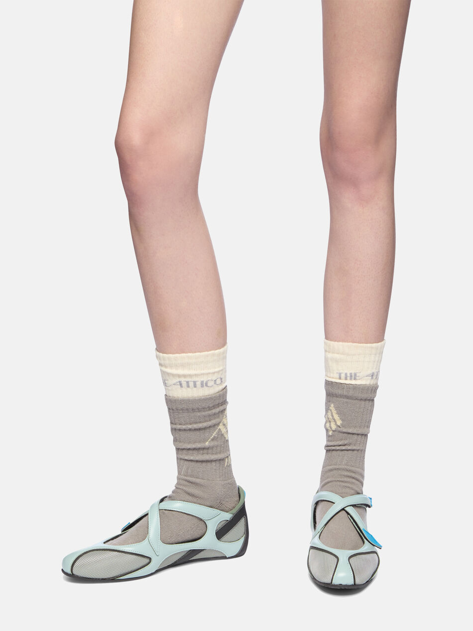 THE ATTICO ''Floor 01'' turquoise and orange ballerina flat TURQUOISE/ORANGE 260WSH00871MIX062AA217