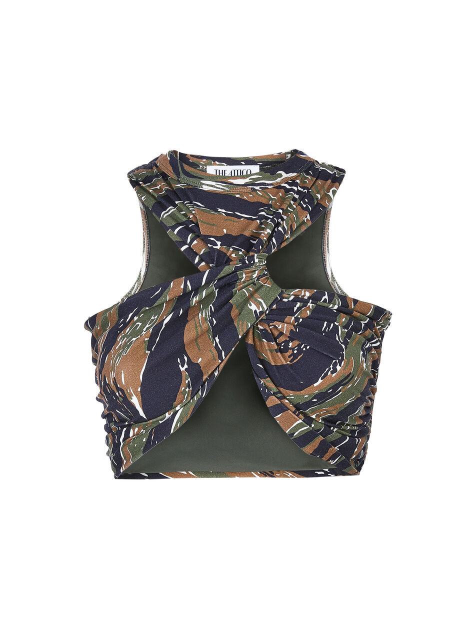 THE ATTICO "Asahi" military and light brown top MILITARY/LIGHT BROWN 238WCT196C074P514