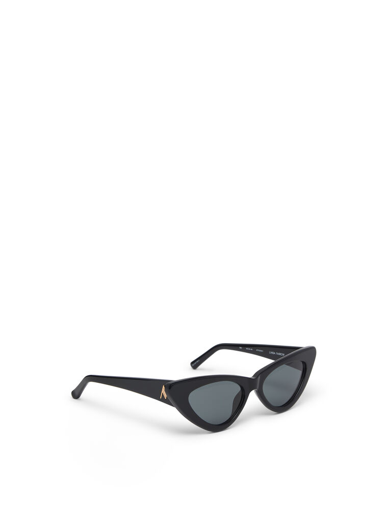 Shop Attico ''dora'' Black Sunglasses In Black/yellow Gold/dark Grey