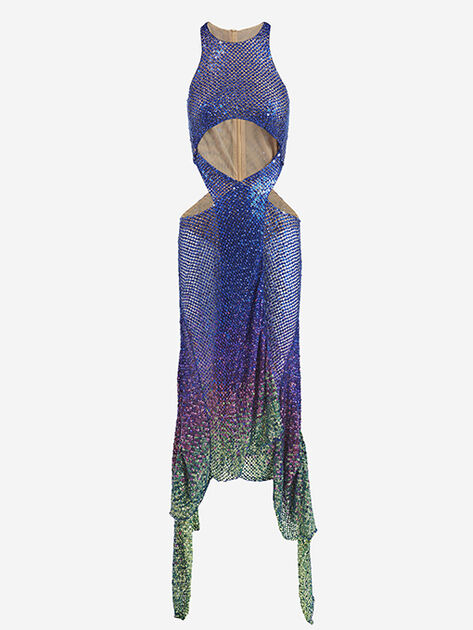 THE ATTICO ''Magnolia'' blue long dress Blue/Pink/Violet/Green 226WCW53H117356