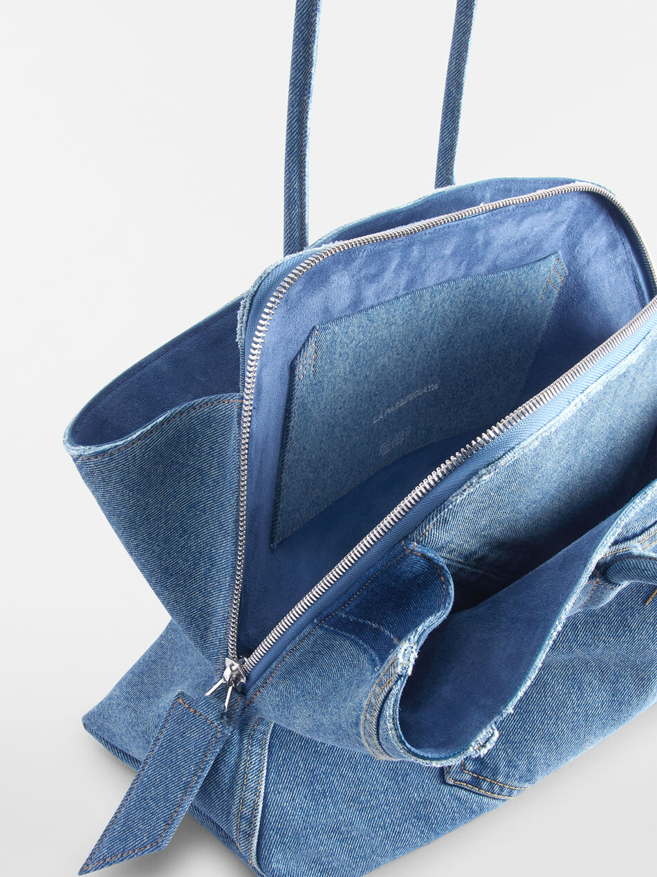 THE ATTICO "La Passeggiata Medium'' Light Blue Denim Top Handle LIGHT BLUE DENIM ATTWAH00054DDD049PW176