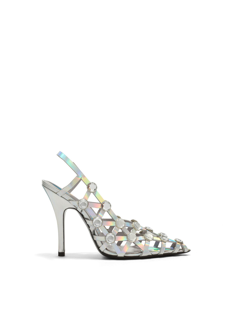 THE ATTICO ''Grid'' holographic silver slingback HOLOGRAPHIC SILVER 236WS743L062R465