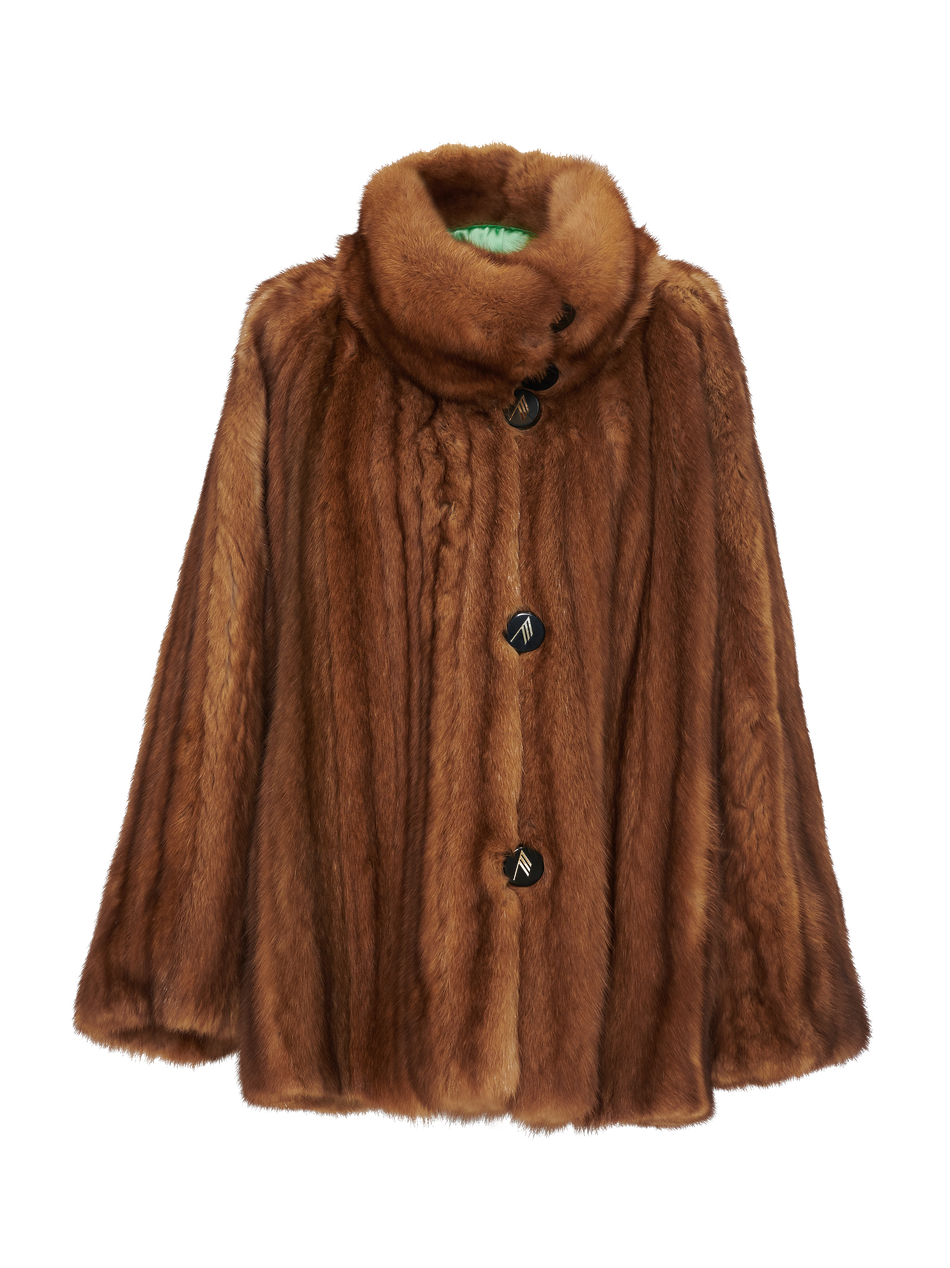 The Attico "Call Me Back" upcycled coat NATURAL 202WCX04F005060