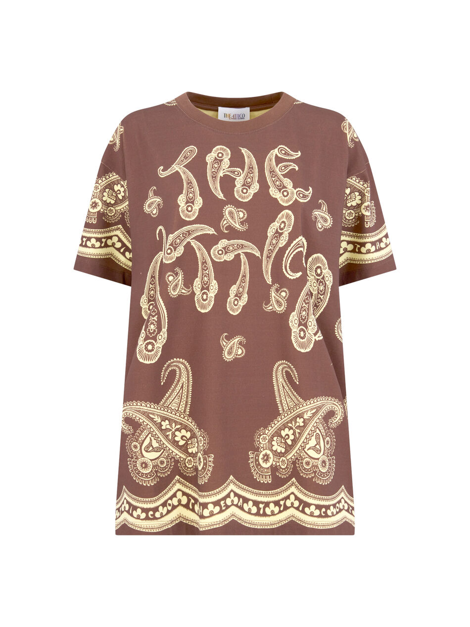 THE ATTICO Dark brown and yellow t-shirt Dark brown/yellow 260WCT00353JJJ025PY678