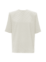 The Attico "Bella" monogram white t-shirt with shoulder pads  202WCT04V013001