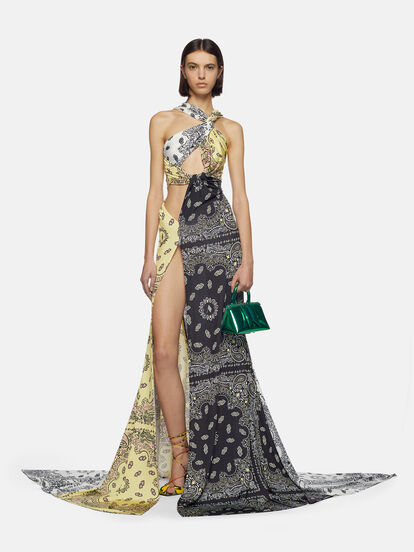 Dara" multicolor bandana long dress for Women | THE ATTICO Dara" multicolor bandana long dress for Women | THE ATTICO