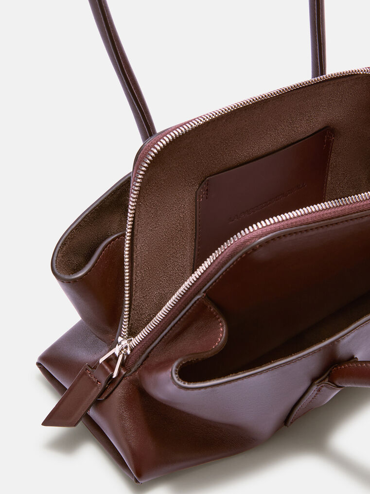 Attico Top Handle ''la Passeggiata Small'' Dark Brown In Brown