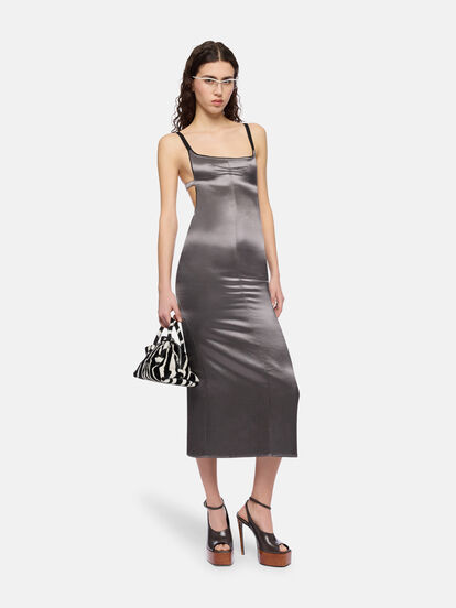 gold silk dress midi Gold Rhinestone Drape Midi Dress – self-portrait-US